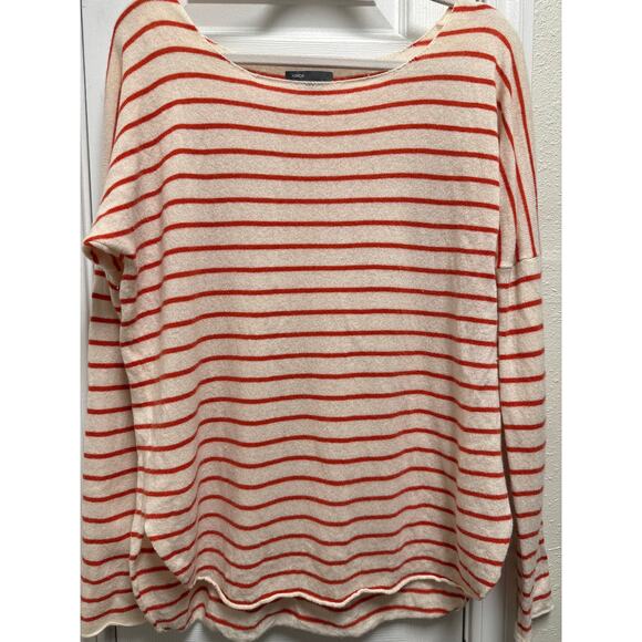 Vince Long Sleeve Striped Cashmere Scoop Neck Sweater Size Large Casual Classic - Picture 5 of 8